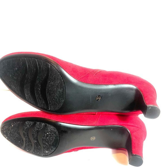 East 5th Red Ankle Booties with Heel, Side Zipper Closure, and Red Bow Size 11M - Picture 6 of 14